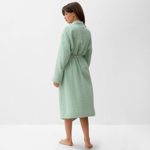 Халат жен.муслиновый LoveLife размер 46-48, цвет мятный, 100% хл, 4-сл, 235 г/м²
