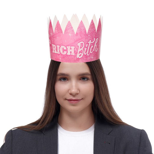 Цена за 10 шт. Корона каранавальная «Rich Bitch», картон, 64 х 10,1 см.