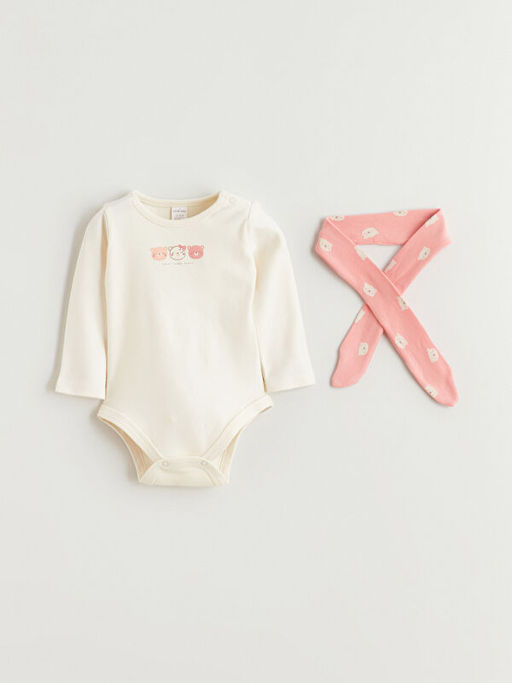 Bisiklet Yaka Uzun Kollu Bask?l? K?z Bebek ??t??tl? Body Pantolon ve Sa? Band? 3l? Tak?m