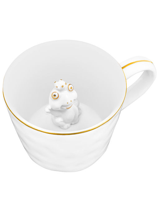 Кружка 300 мл 14*10*7,5 см Царевна-лягушка с фигуркой внутри, белый с золотом, фарфор - Elan gallery фото 6