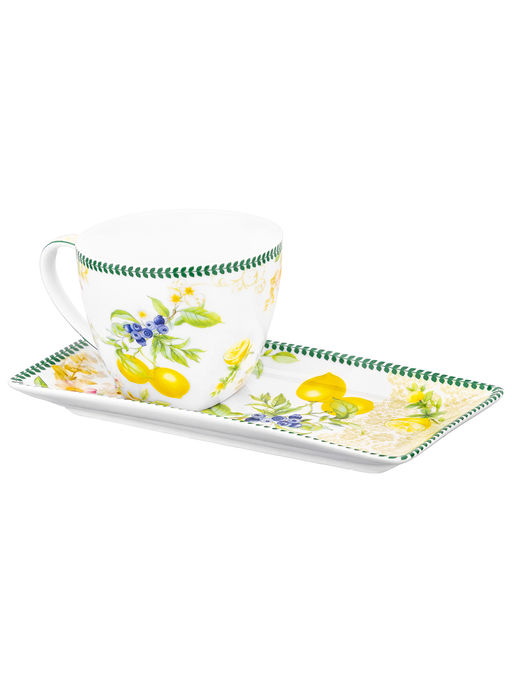 Чашка 250 мл с блюдцем для десерта 20*10*2 см Лимоны, NEW BONE CHINA - Elan gallery фото 31