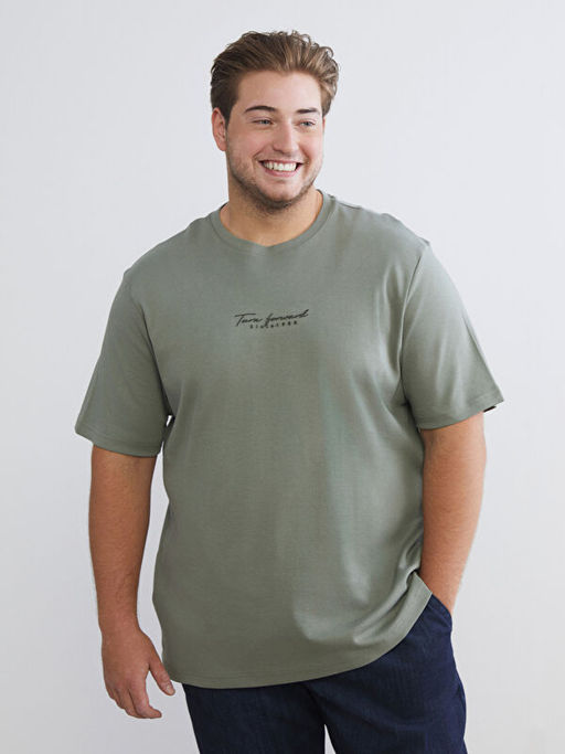 Bisiklet Yaka Bask?l? Erkek Ti??rt