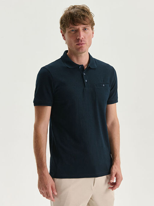 Polo Yaka K?sa Kollu Penye Erkek Ti??rt