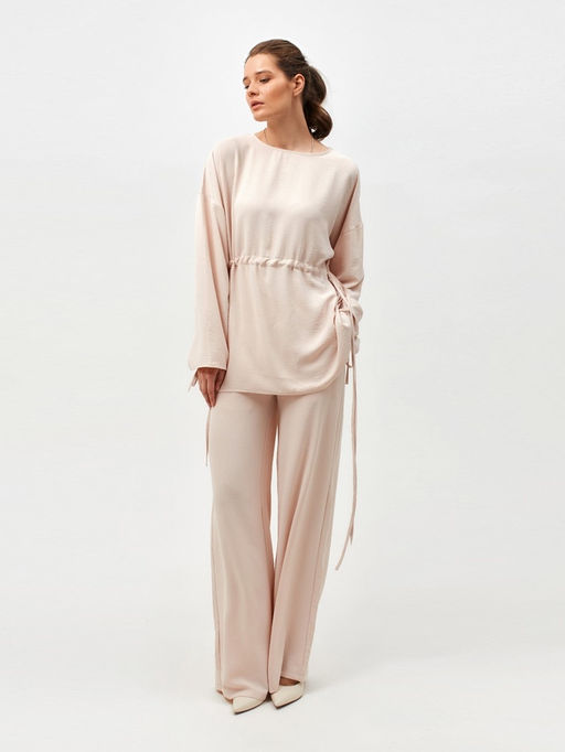 Костюм женский (туника, брюки) MINAKU: Casual Collection, размер 52, бежевый