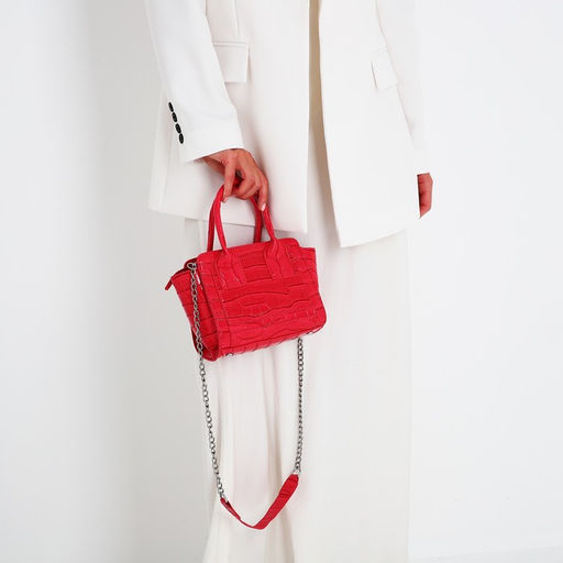 Сумка женская тоут на молнии, 18.5×8×15 см, розовая