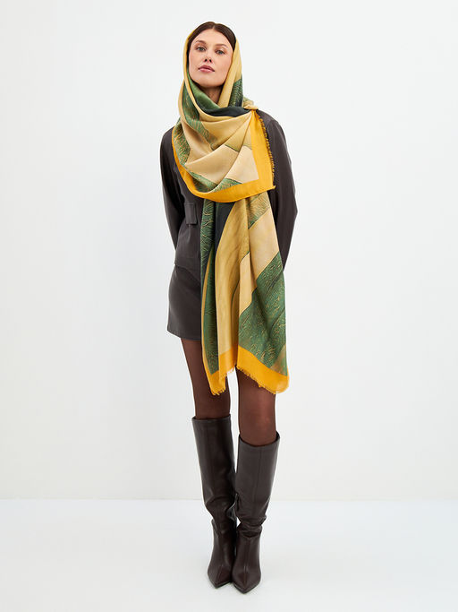 Большой, мягкий, тонкий и очень нежный двусторонний палантин с рисунком - Tantino фото 7