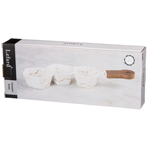 МЕНАЖНИЦА С ДЕРЕВЯННОЙ РУЧКОЙ КОЛЛЕКЦИЯ ЗОЛОТОЙ МРАМОР ЦВЕТ:WHITE 36*10*5 СМ - Lefard фото 2