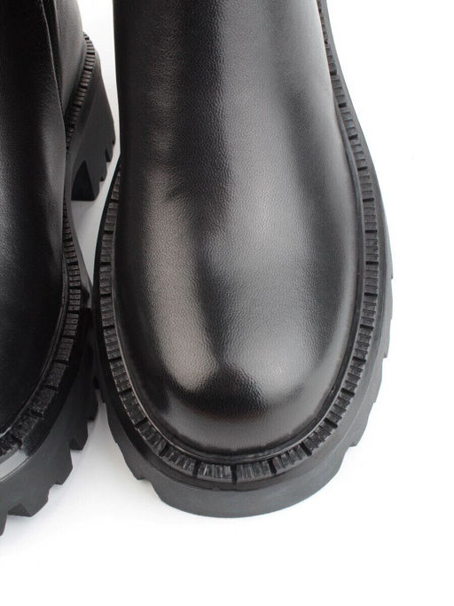 02-FJ725-1M BLACK Сапоги зимние женские (натуральная кожа, байка, натуральный мех)