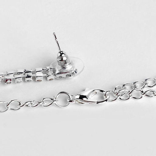 Набор 2 предмета: серьги, колье Листопад ромб, цвет изумрудно-белый в серебре, 45 см