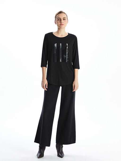 Bisiklet Yaka Pul ??lemeli Kad?n Bluz