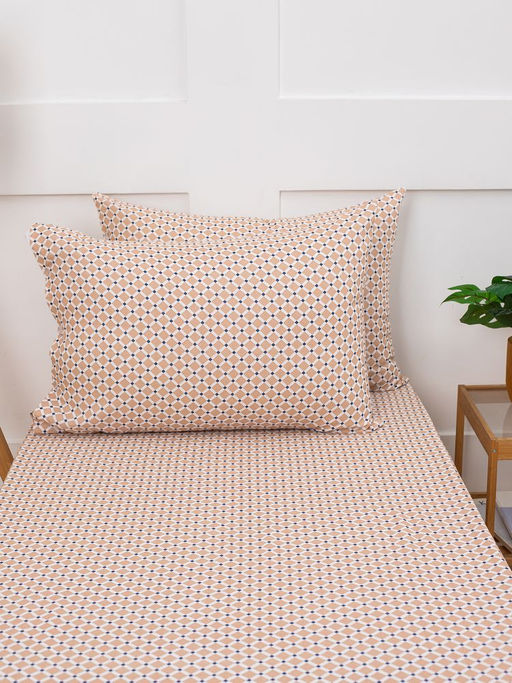 Простыня на резинке 090*200 см, бязь "Комфорт 150 см", борт 25 см (Виши, бежевый)