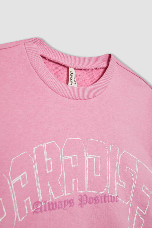 Укороченный свитшот с круглым вырезом с принтом для девочек, майка с ремешками, комплект из 2 предметов - Defacto фото 8