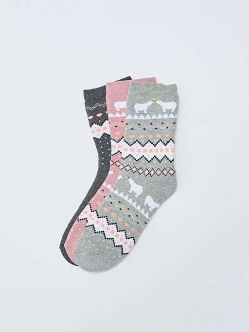 Desenli Kad?n Soket ?orap 3l?