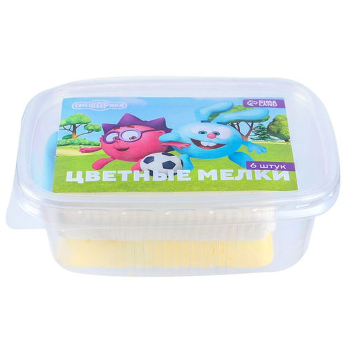 Мелки цветные, 6 цветов, 6 штук, «Смешарики»