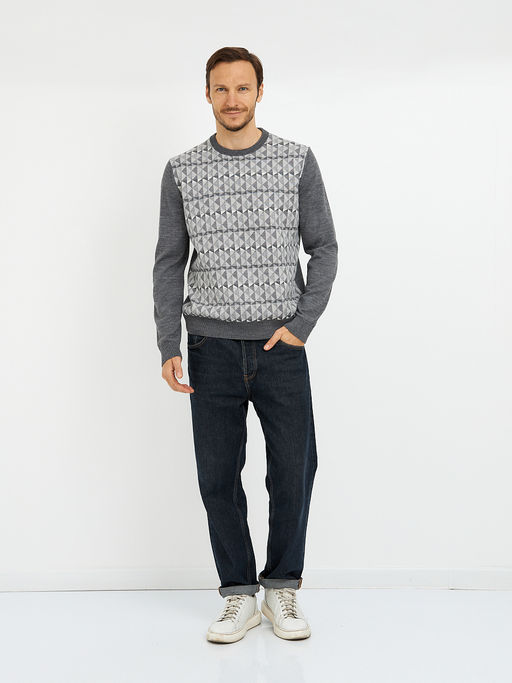 джемпер мужской с ромбами с добавлением шерсти - Glenfield фото 2