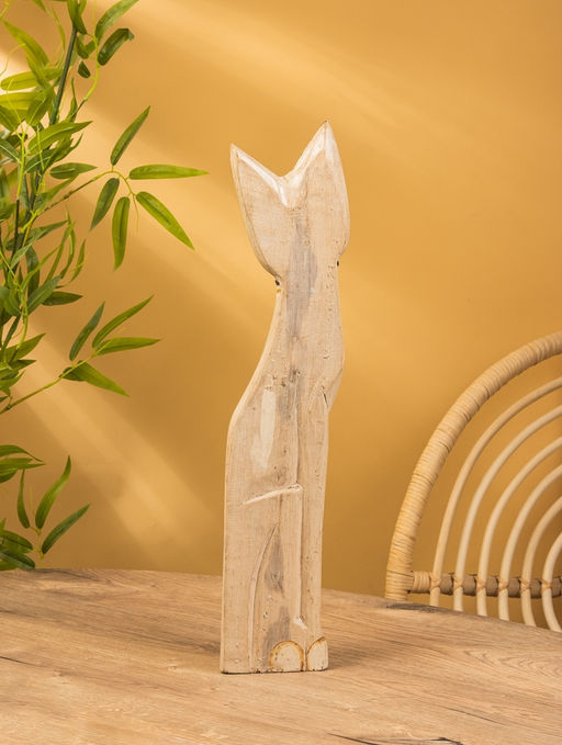 Сувенир «Кошка», белая, 60×12×6 см, дерево, МИКС