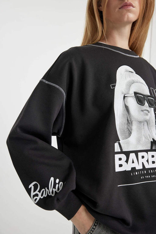 Толстый свитшот Cool Barbie Oversize с круглым вырезом - Defacto фото 5