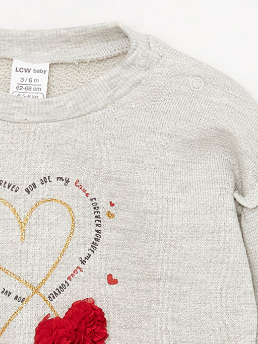 Bisiklet Yaka Bask?l? K?z Bebek Sweatshirt ve E?ofman Alt 2li - Waikiki фото 3