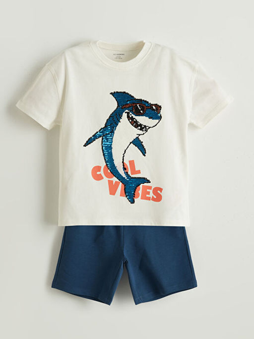 Bask?l? Erkek ?ocuk Ti??rt ve ?ort 2li