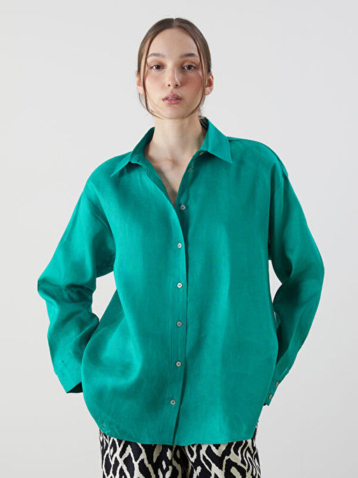 Oversize %100 Keten Kad?n G?mlek