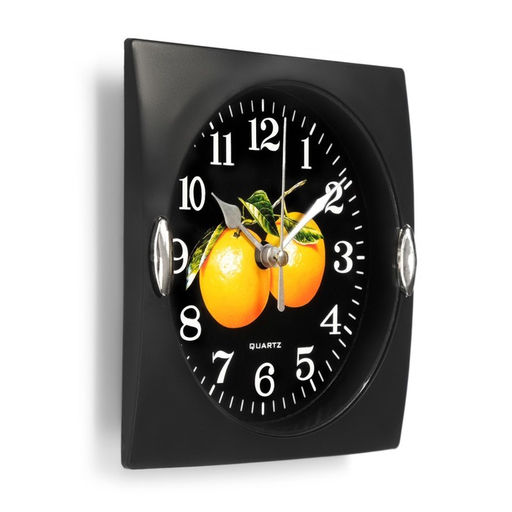 Часы настенные для кухни «Фрукты», для дома и дачи, 15×15 см, d=13 см, чёрные