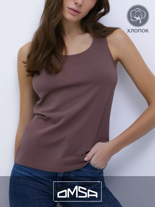 OmT_D1101 Майка, COTTON - cappuccino