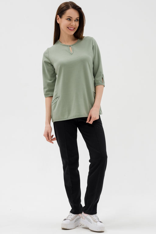 Кофта женская из коттон фита Анфиса полынь макси - Амадэль фото 3