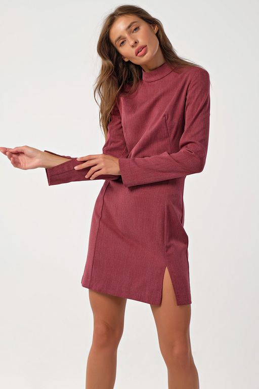 Платье офисное короткое с длинным рукавом слоновая кость - Fly фото 11