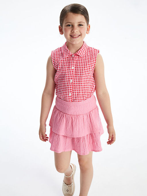 Beli Lastikli Pileli K?z ?ocuk Etek