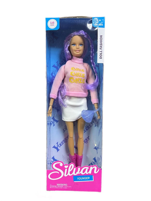Кукла "Silvan. Девушка. Younger" 30см в коробке (HP1214272-4) подвижные кисти рук; в кож. юбке, роз. свитере и сапогах, с сумочкой