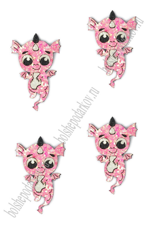 Лазерная вырубка из кожзама "Дракончик №26" 3,2*5 см (10 шт) несклеенная