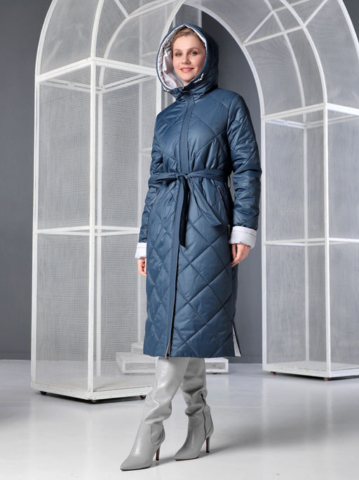 25312 Пальто дем. двустороннее синий/серый - Dizzyway фото 2