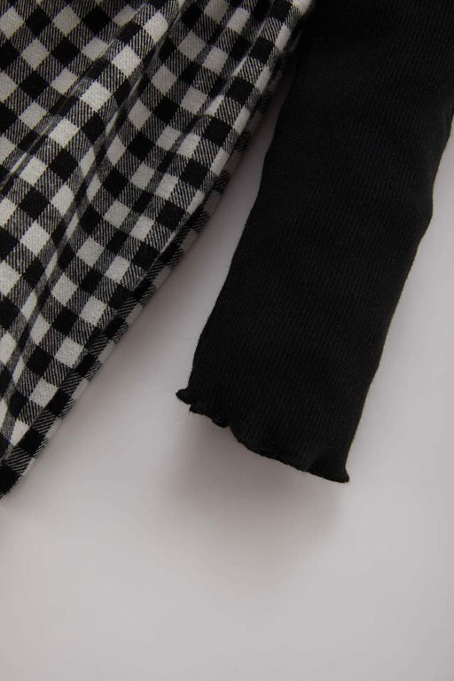 Платье-майка в рубчик с длинными рукавами и повязкой на голову для маленьких девочек, комплект из 2 предметов - Defacto фото 3