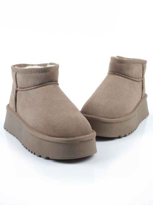 04-PF8520-6 KHAKI Угги женские (натуральная замша, 100% шерсть)