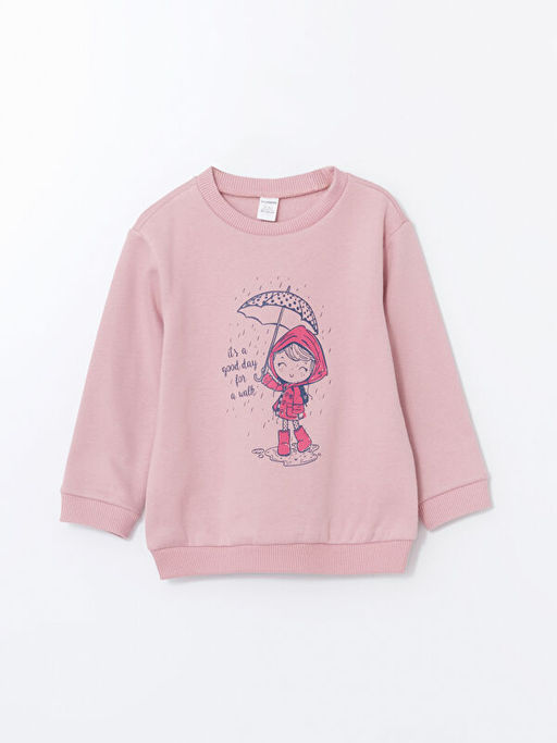 Bisiklet Yaka Bask?l? K?z Bebek Sweatshirt ve E?ofman Alt 2li - Waikiki фото 2