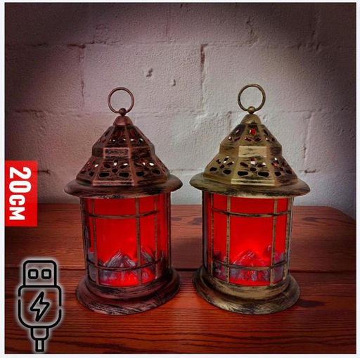 Большой рождественский фонарь "камин", LED, USB