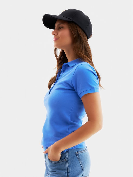 Футболка поло женская MINAKU: Basic line, васильковая, размер 46
