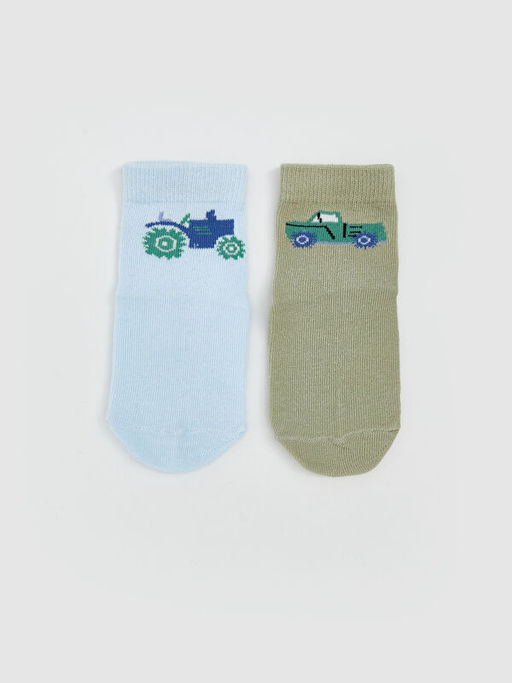 Bask?l? Erkek Bebek Soket ?orap 5li