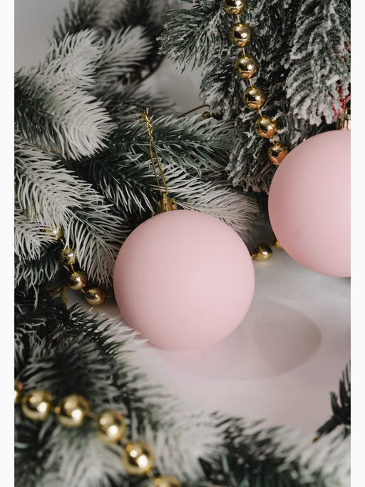Цена за 2 шт. Ёлочные игрушки Матовый, шары новогодние, d=8 см, набор 2 шт., розовый - Зимнее волшебство фото 3
