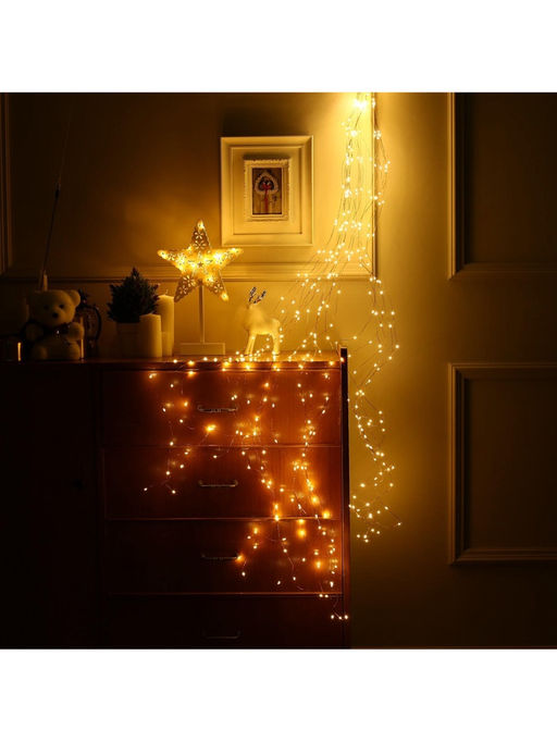 Гирлянда «Конский хвост» 20 нитей по 2 м, IP20, медная нить, 400 LED, свечение тёплое белое, 12 В