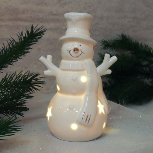 Цена за 1 шт. Фигурка Снеговик с подсветкой 14 см новогодний / YZ23673 /уп 96/LED - Галеонтрейд фото 3