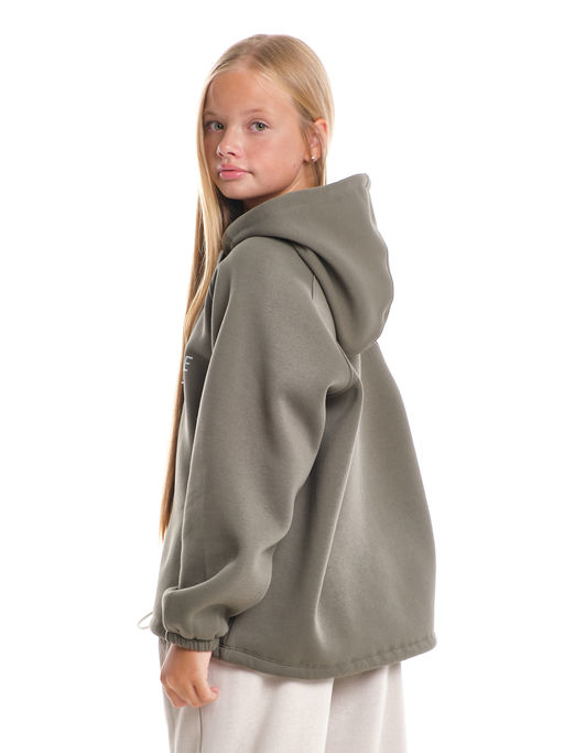 Толстовка с начесом 22-7498 хаки - Mini maxi фото 2