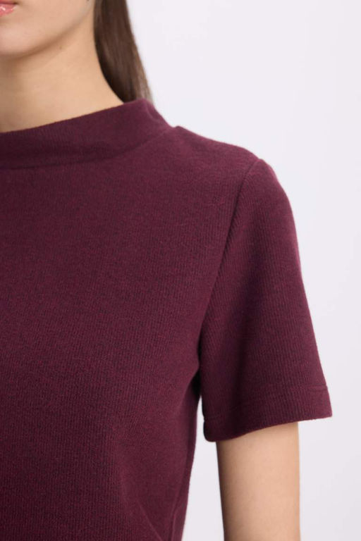 Slim Fit Slim Fit Полуводолазка Повседневная футболка с коротким рукавом - Defacto фото 5