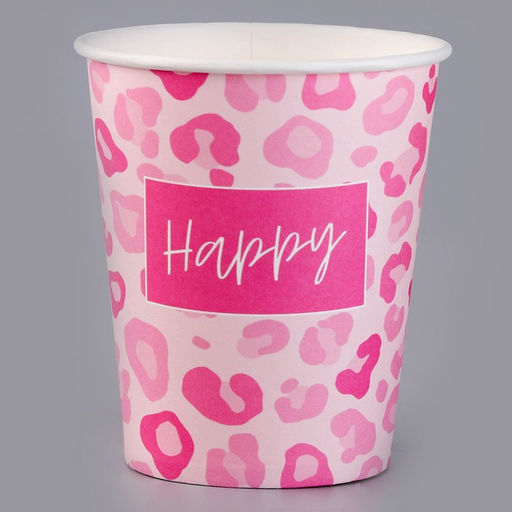 Цена за 10 шт. Стакан бумажный Happy, леопард, 250 мл - Страна карнавалия фото 2