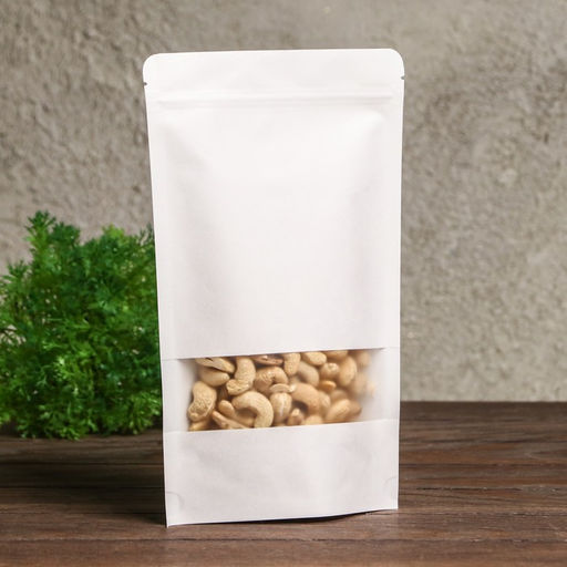 Цена за 50 шт. Пакет Zip-lock Крафт, белый, с прямоугольным окном 16 х 26 см