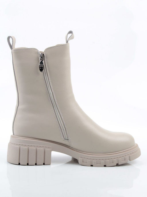 04-PAM370-2Z LT. BEIGE Ботинки зимние женские (натуральная кожа, 100% шерсть)