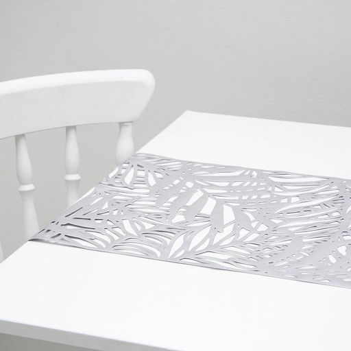 Дорожка на стол «Листья», 33×150 см, серебряный