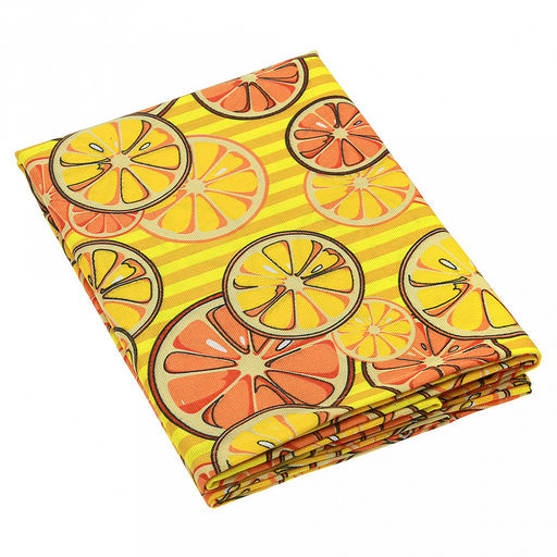 Скатерть 150х145см "Апельсины, вид 5", длина стола до 110см, на 4 персоны, рогожка (хлопок 100%) 171г/м2, упаковка классическая, пакет ПВХ 28х41см, "Домашняя мода" (Россия)