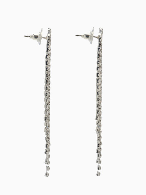 Серьги висячие со стразами Вечное сияние сердечки, белые в серебре