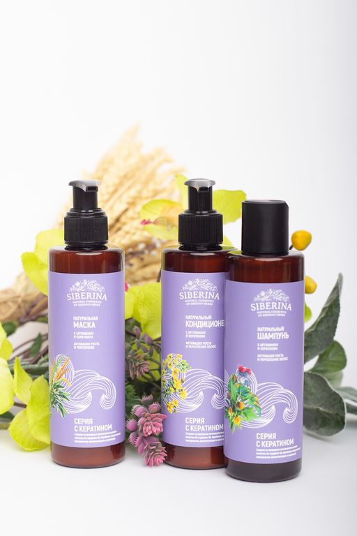 Шампунь с аргинином и кератином Активация роста и укрепление волос SIBERINA